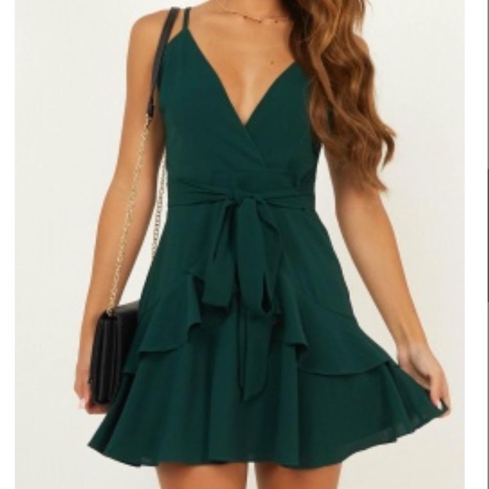 SHOWPO “Feels Like Love Dress” Forest Green NWT